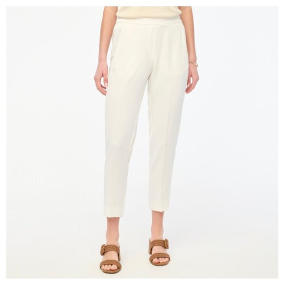 J. Crew Jamie Pants Elastic Waist Tapered Cropped Leg Cream Size 4 NWT - Picture 1 of 10